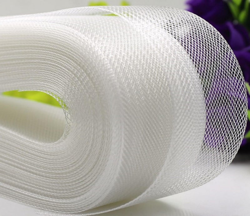 Abbaoww Stiff White Horsehair Braid 3 Inch Wide 25 Yards for Sewing Wedding Dress Dance Gowns Accessories Shaping Trimming - Image 1